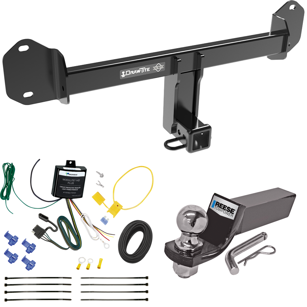 Fits 2011-2017 BMW X3 Trailer Hitch Tow PKG w/ 4-Flat Wiring + Starter Kit Ball Mount w/ 2" Drop & 2" Ball By Draw-Tite