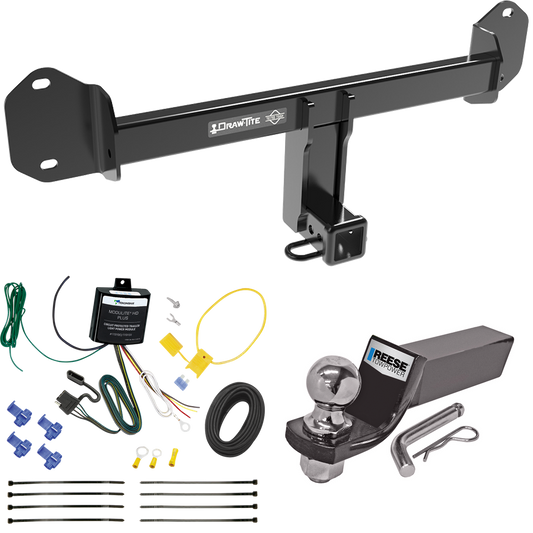 Fits 2011-2017 BMW X3 Trailer Hitch Tow PKG w/ 4-Flat Wiring + Starter Kit Ball Mount w/ 2" Drop & 2" Ball By Draw-Tite