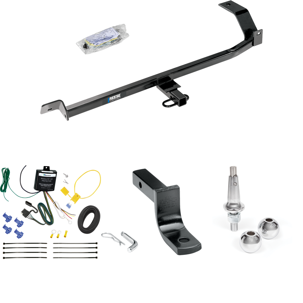 Fits 2008-2011 Mitsubishi Lancer Trailer Hitch Tow PKG w/ 4-Flat Wiring Harness + Draw-Bar + Interchangeable 1-7/8" & 2" Balls (For Sedan, Except Evolution, Ralliart & w/Dual Exhaust Models) By Reese Towpower