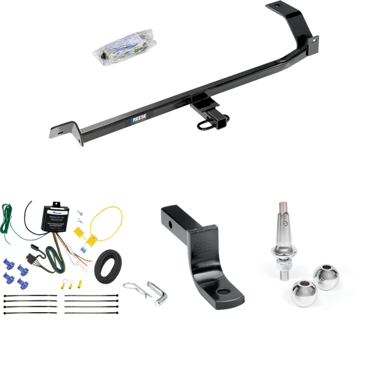 Fits 2008-2011 Mitsubishi Lancer Trailer Hitch Tow PKG w/ 4-Flat Wiring Harness + Draw-Bar + Interchangeable 1-7/8" & 2" Balls (For Sedan, Except Evolution, Ralliart & w/Dual Exhaust Models) By Reese Towpower