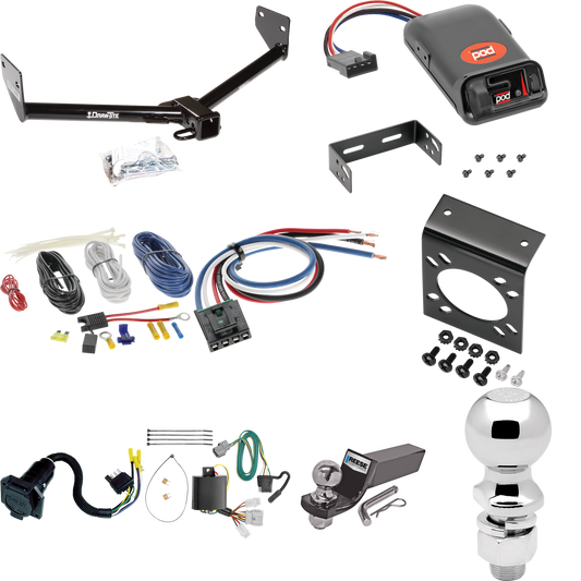 Fits 2007-2010 Honda Element Trailer Hitch Tow PKG w/ Pro Series POD Brake Control + Generic BC Wiring Adapter + 7-Way RV Wiring + 2" & 2-5/16" Ball & Drop Mount (For SC Models) By Draw-Tite