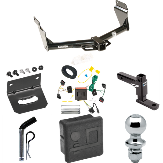 Se adapta al paquete de enganche de remolque Dodge Durango 2011-2013 con cableado plano de 4 + soporte de bola ajustable + pasador/clip + bola de 1-7/8" + soporte de cableado + cubierta de enganche de Draw-Tite