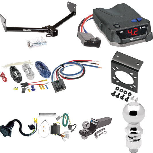 Se adapta al paquete de enganche de remolque Honda Element 2007-2011 con control de freno Tekonsha BRAKE-EVN + adaptador de cableado BC genérico + cableado RV de 7 vías + soporte de bola y caída de 2" y 2-5/16" (excluye: modelos SC) dibujar-tite