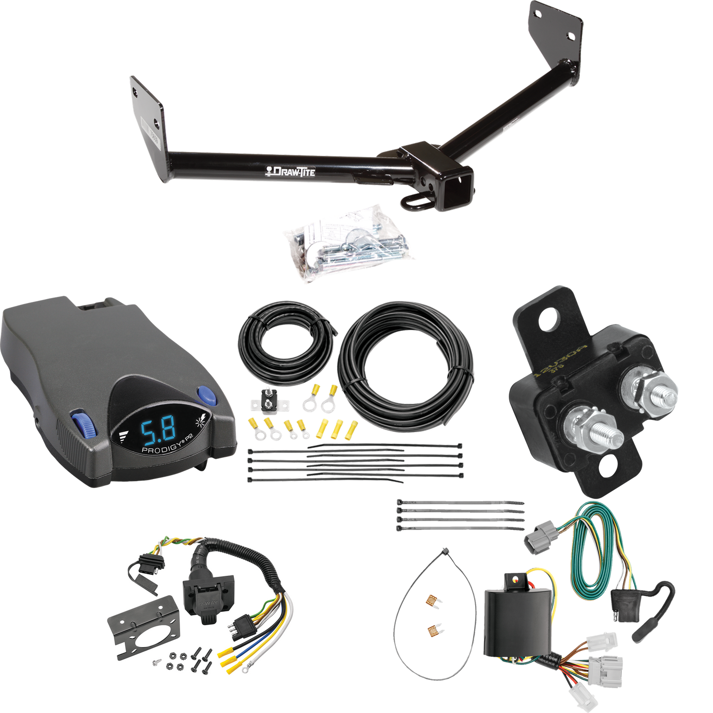 Se adapta al paquete de enganche de remolque Honda Element 2007-2011 con control de freno Tekonsha Prodigy P2 + cableado RV de 7 vías (excluye: modelos SC) de Draw-Tite