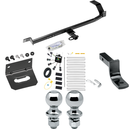 Fits 2008-2011 Mitsubishi Lancer Trailer Hitch Tow PKG w/ 4-Flat Zero Contact "No Splice" Wiring Harness + Draw-Bar + 1-7/8" + 2" Ball + Wiring Bracket (For Sedan, Except Evolution, Ralliart & w/Dual Exhaust Models) By Draw-Tite