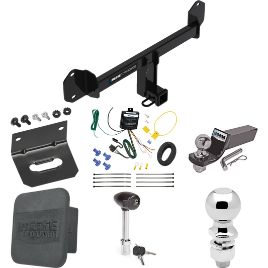 Fits 2011-2017 BMW X3 Trailer Hitch Tow PKG w/ 4-Flat Wiring + Starter Kit Ball Mount w/ 2" Drop & 2" Ball + 2-5/16" Ball + Wiring Bracket + Hitch Lock + Hitch Cover By Reese Towpower