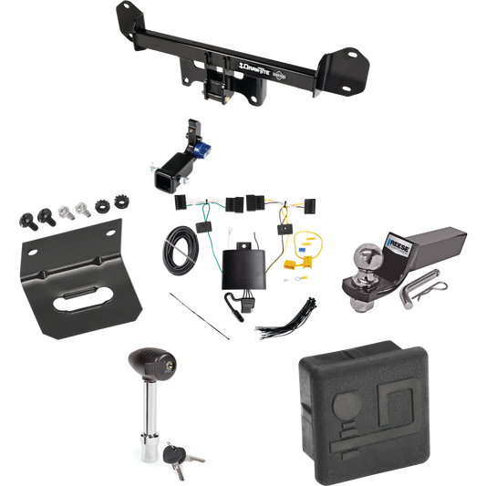 Fits 2022-2023 BMW X3 Trailer Hitch Tow PKG w/ 4-Flat Wiring + Starter Kit Ball Mount w/ 2" Drop & 2" Ball + Wiring Bracket + Hitch Lock + Hitch Cover By Draw-Tite