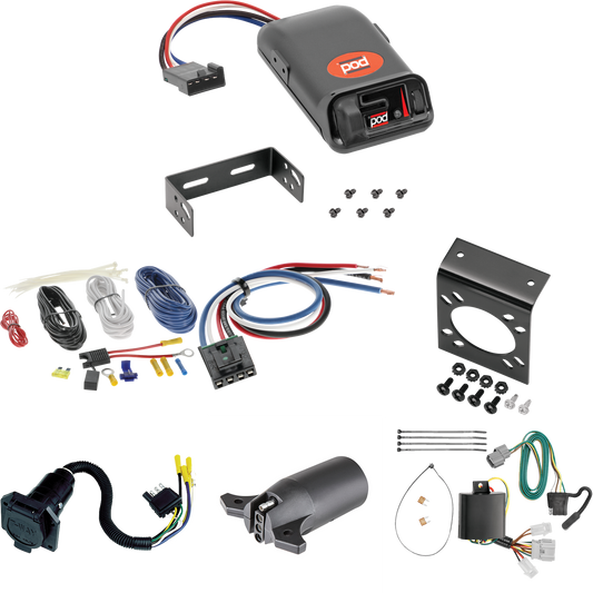 Se adapta al cableado Honda Element de 7 vías RV 2007-2011 + control de freno POD serie Pro + adaptador de cableado BC genérico + adaptador de 7 vías a 4 vías de Tekonsha