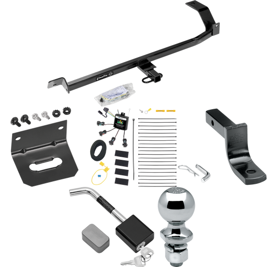 Fits 2008-2011 Mitsubishi Lancer Trailer Hitch Tow PKG w/ 4-Flat Zero Contact "No Splice" Wiring Harness + Draw-Bar + 2" Ball + Wiring Bracket + Hitch Lock (For Sedan, Except Evolution, Ralliart & w/Dual Exhaust Models) By Draw-Tite