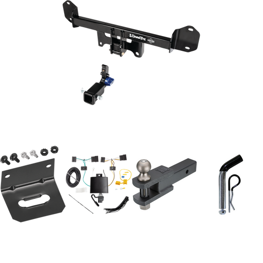 Fits 2018-2021 BMW X3 Trailer Hitch Tow PKG w/ 4-Flat Wiring Harness + Clevis Hitch Ball Mount w/ 2" Ball + Pin/Clip + Wiring Bracket By Draw-Tite