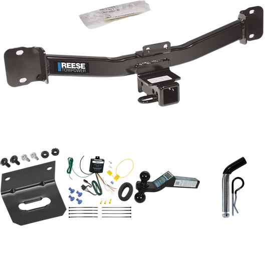 Fits 2004-2010 BMW X3 Trailer Hitch Tow PKG w/ 4-Flat Wiring Harness + Dual Ball Ball Mount 2" & 2-5/16" Trailer Balls + Pin/Clip +  Wiring Bracket By Reese Towpower