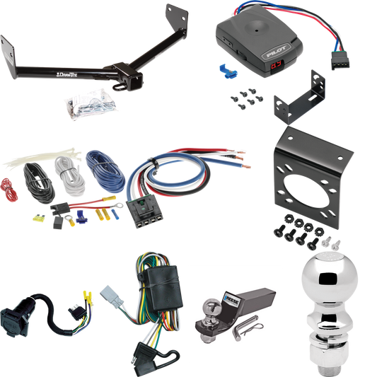 Se adapta al paquete de enganche de remolque Honda Element 2003-2004 con control de freno piloto serie Pro + adaptador de cableado BC genérico + cableado RV de 7 vías + soporte de bola y caída de 2" y 2-5/16" de Draw-Tite