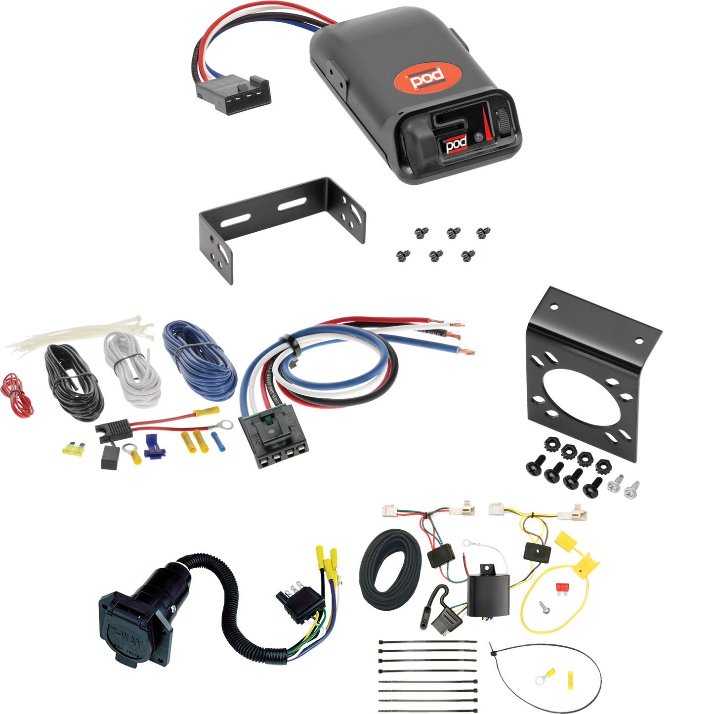 Fits 2014-2015 Mitsubishi Outlander 7-Way RV Wiring + Pro Series POD Brake Control + Generic BC Wiring Adapter (Excludes: Outlander Sport or PHEV Models) By Tekonsha