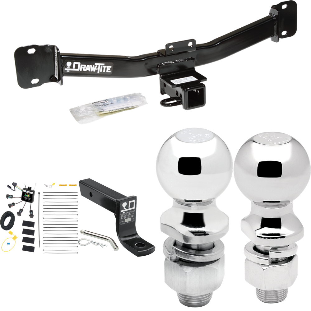 Fits 2004-2010 BMW X3 Trailer Hitch Tow PKG w/ 4-Flat Zero Contact "No Splice" Wiring + Ball Mount w/ 4" Drop + 2" Ball + 2-5/16" Ball By Draw-Tite