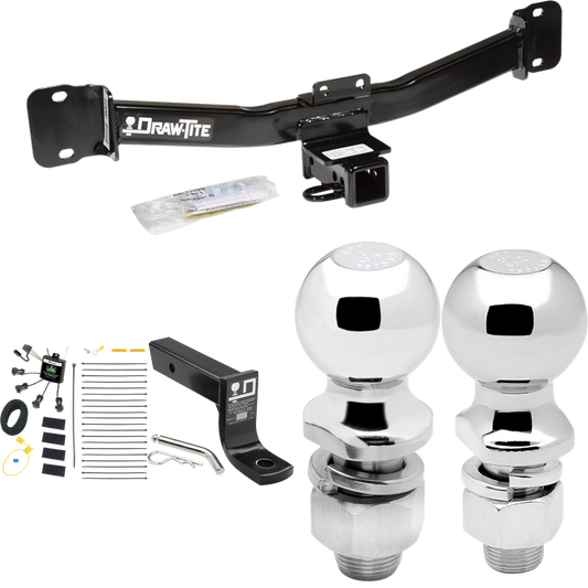 Fits 2004-2010 BMW X3 Trailer Hitch Tow PKG w/ 4-Flat Zero Contact "No Splice" Wiring + Ball Mount w/ 4" Drop + 2" Ball + 2-5/16" Ball By Draw-Tite