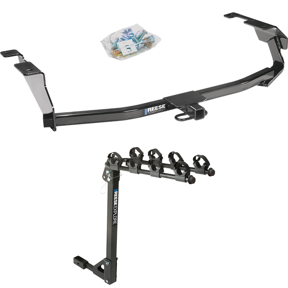 Fits 2009-2013 Honda Fit Trailer Hitch Tow PKG w/ 4 Bike Carrier Rack By Reese Towpower