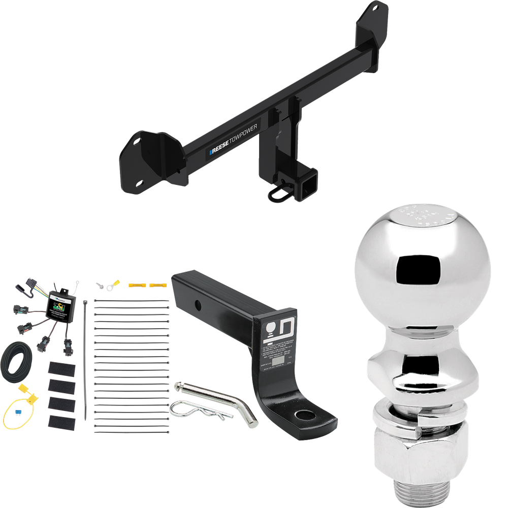 Se adapta al paquete de enganche de remolque BMW X3 2011-2017 con cableado "sin empalme" de 4 contactos planos cero + soporte de bola con caída de 4" + bola de 2-5/16" de Reese Towpower