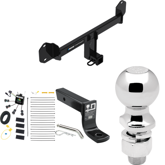 Se adapta al paquete de enganche de remolque BMW X3 2011-2017 con cableado "sin empalme" de 4 contactos planos cero + soporte de bola con caída de 4" + bola de 2-5/16" de Reese Towpower