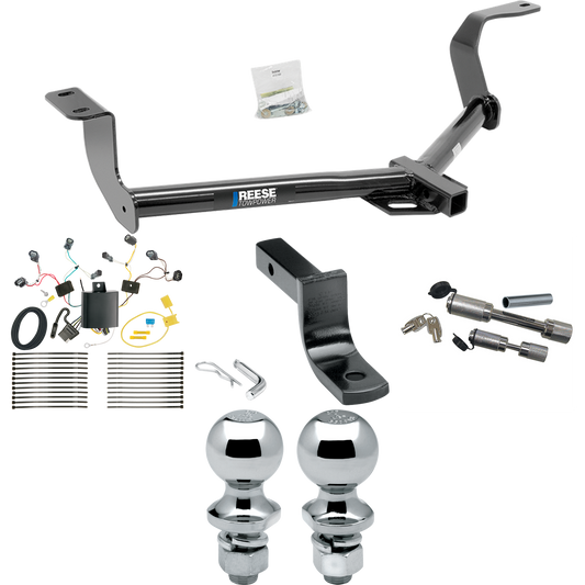 Se adapta al paquete de remolque con enganche de remolque Honda Fit 2015-2020 con arnés de cableado de 4 planos + barra de tracción + bola de 1-7/8" + 2" + enganche doble y cerraduras de acoplador de Reese Towpower