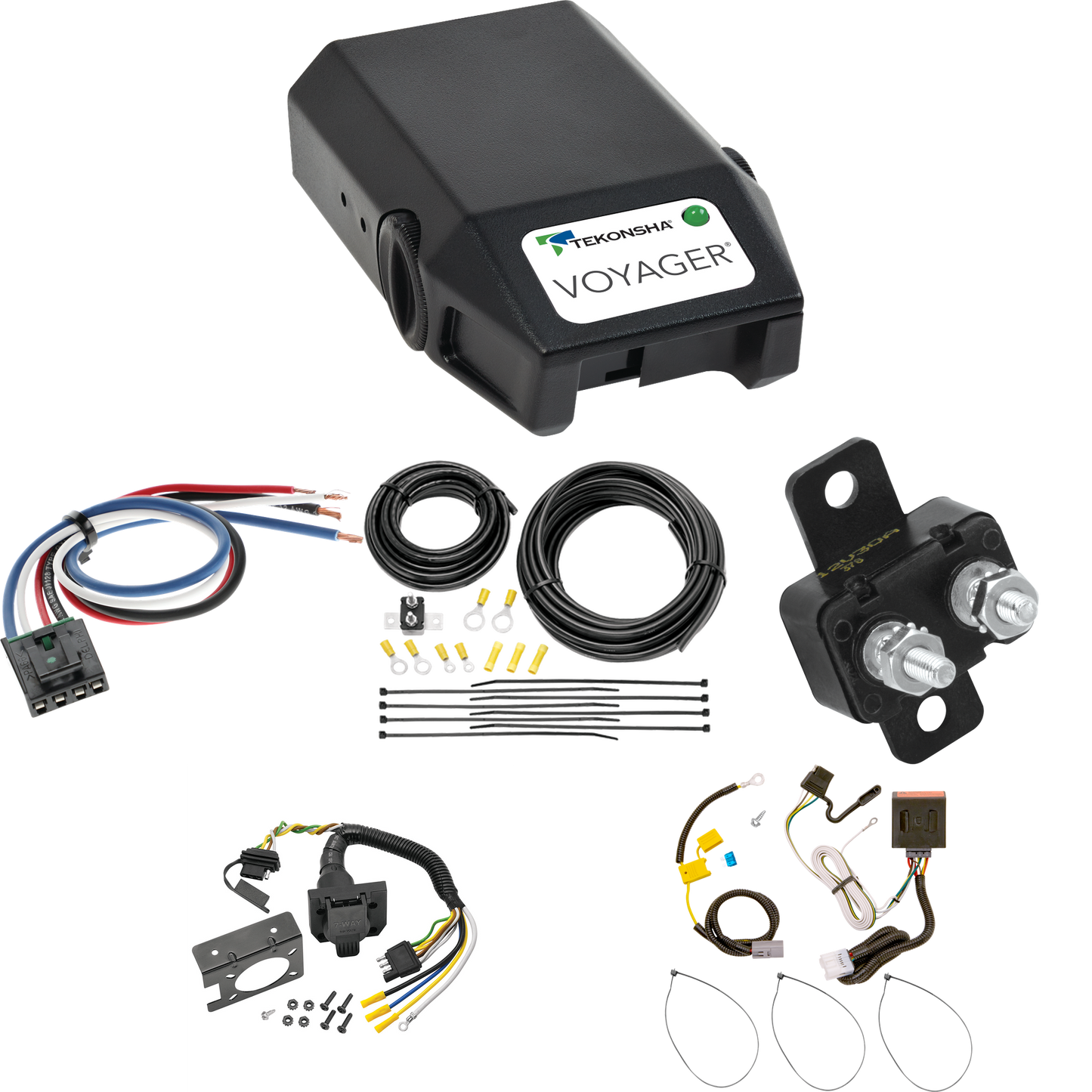 Fits 2007-2013 Mitsubishi Outlander 7-Way RV Wiring + Tekonsha Voyager Brake Control + Generic BC Wiring Adapter (Excludes: Outlander Sport or PHEV Models) By Tekonsha