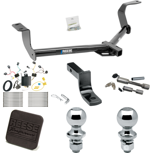 Se adapta al paquete de enganche de remolque Honda Fit 2015-2020 con arnés de cableado de 4 planos + barra de tracción + bola de 1-7/8" + bola de 2" + cubierta de enganche + enganche doble y cerraduras de acoplador de Reese Towpower