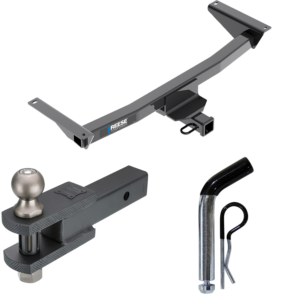 Fits 2018-2023 Volkswagen Atlas Trailer Hitch Tow PKG w/ Clevis Hitch Ball Mount w/ 2" Ball + Pin/Clip (Excludes: Cross Sport Models) By Reese Towpower