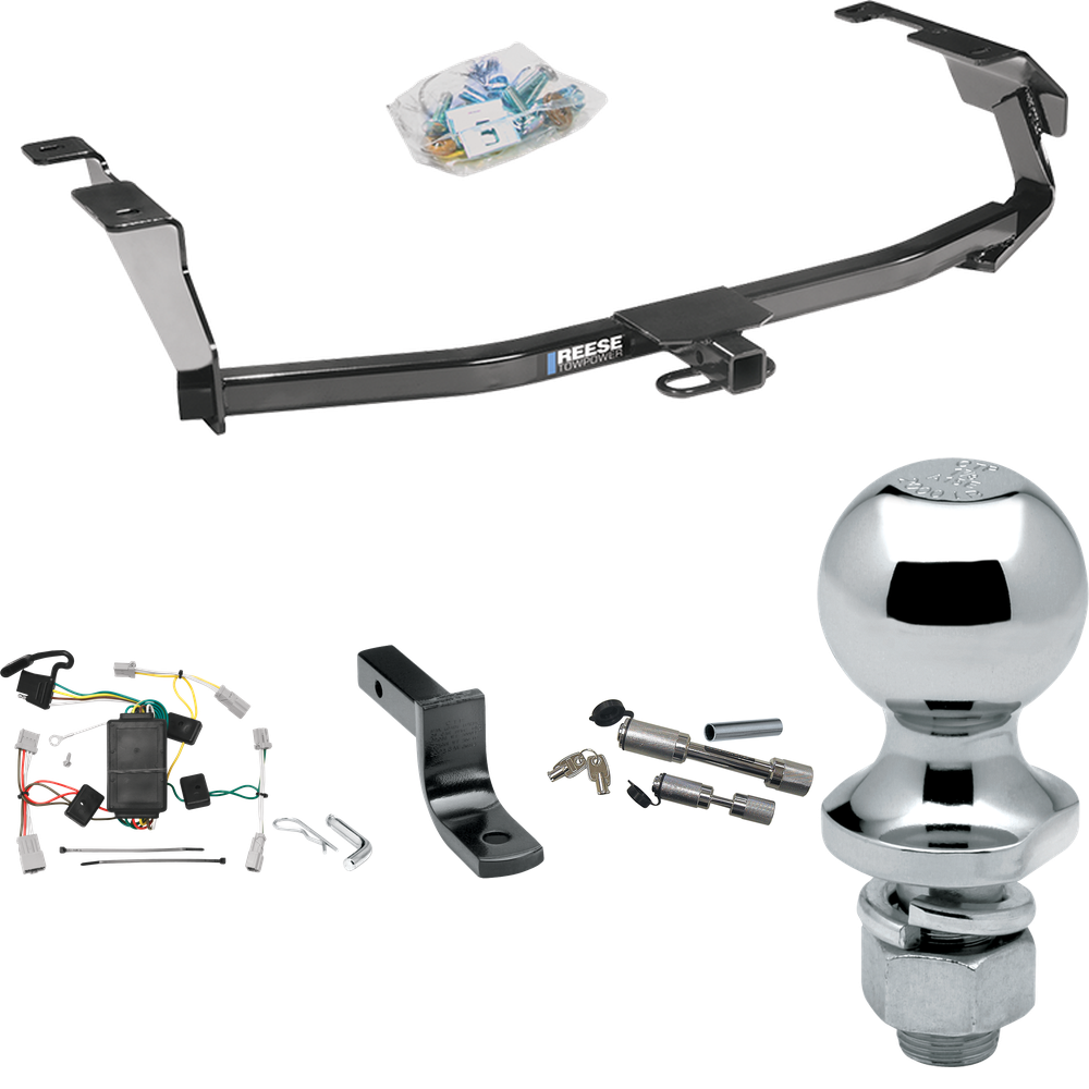 Fits 2009-2013 Honda Fit Trailer Hitch Tow PKG w/ 4-Flat Wiring Harness + Draw-Bar + 1-7/8" Ball + Dual Hitch & Coupler Locks By Reese Towpower