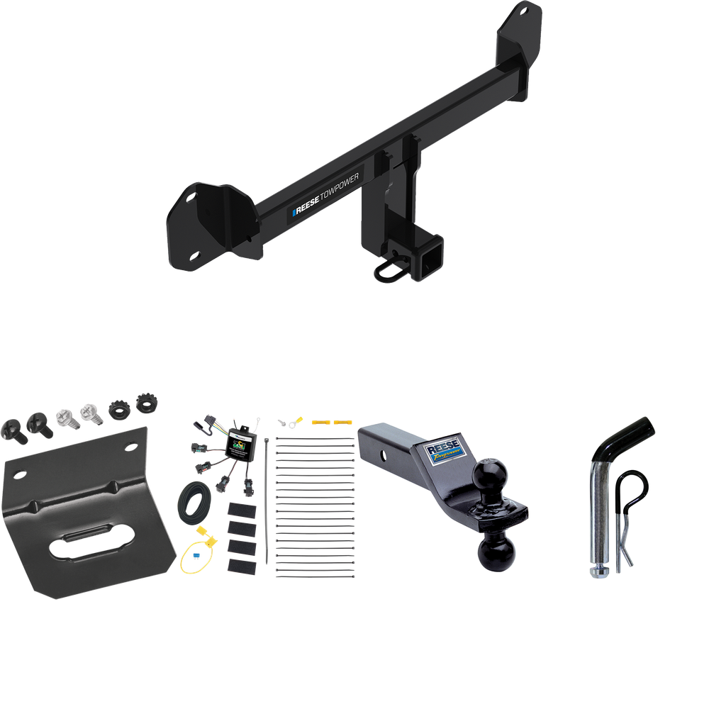 Se adapta al paquete de remolque de enganche de remolque BMW X3 2011-2017 con arnés de cableado de 4 contactos planos "sin empalme" + soporte de bola doble bolas de remolque de 1-7/8" y 2" + pasador/clip + soporte de cableado de Reese Towpower