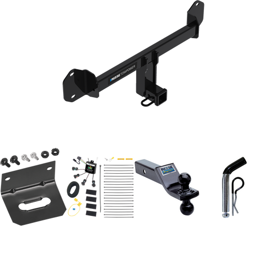 Se adapta al paquete de remolque de enganche de remolque BMW X3 2011-2017 con arnés de cableado de 4 contactos planos "sin empalme" + soporte de bola doble bolas de remolque de 1-7/8" y 2" + pasador/clip + soporte de cableado de Reese Towpower