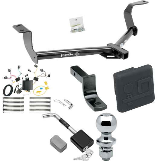 Se adapta al paquete de enganche de remolque Honda Fit 2015-2020 con arnés de cableado de 4 planos + barra de tracción + bola de 1-7/8" + cubierta de enganche + bloqueo de enganche de Draw-Tite