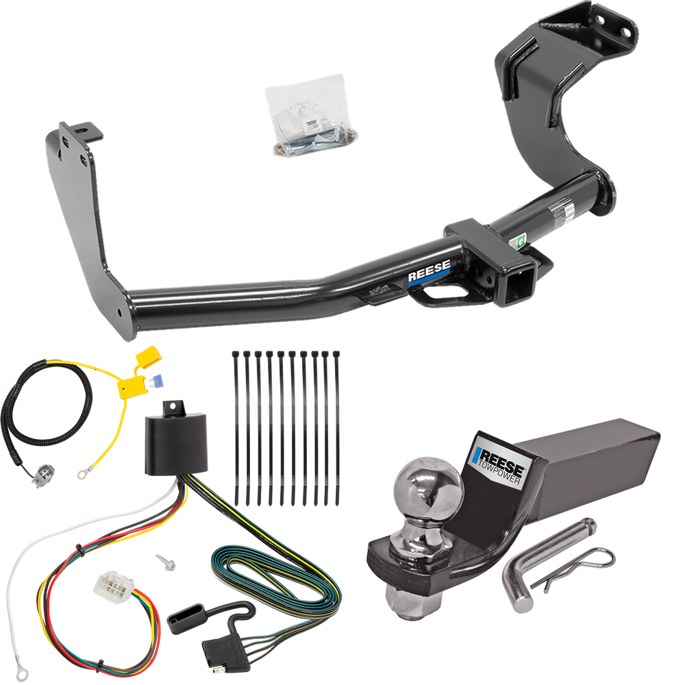 Fits 2016-2021 Mitsubishi Outlander Trailer Hitch Tow PKG w/ 4-Flat Wiring + Starter Kit Ball Mount w/ 2" Drop & 2" Ball (Excludes: Outlander Sport or PHEV Models) By Reese Towpower