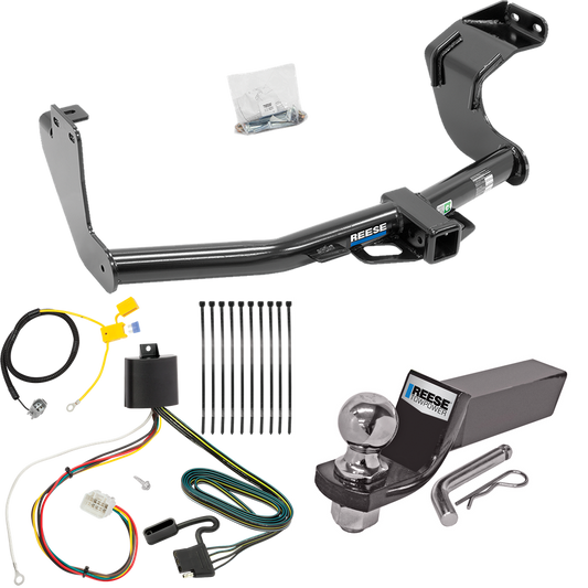 Fits 2016-2021 Mitsubishi Outlander Trailer Hitch Tow PKG w/ 4-Flat Wiring + Starter Kit Ball Mount w/ 2" Drop & 2" Ball (Excludes: Outlander Sport or PHEV Models) By Reese Towpower