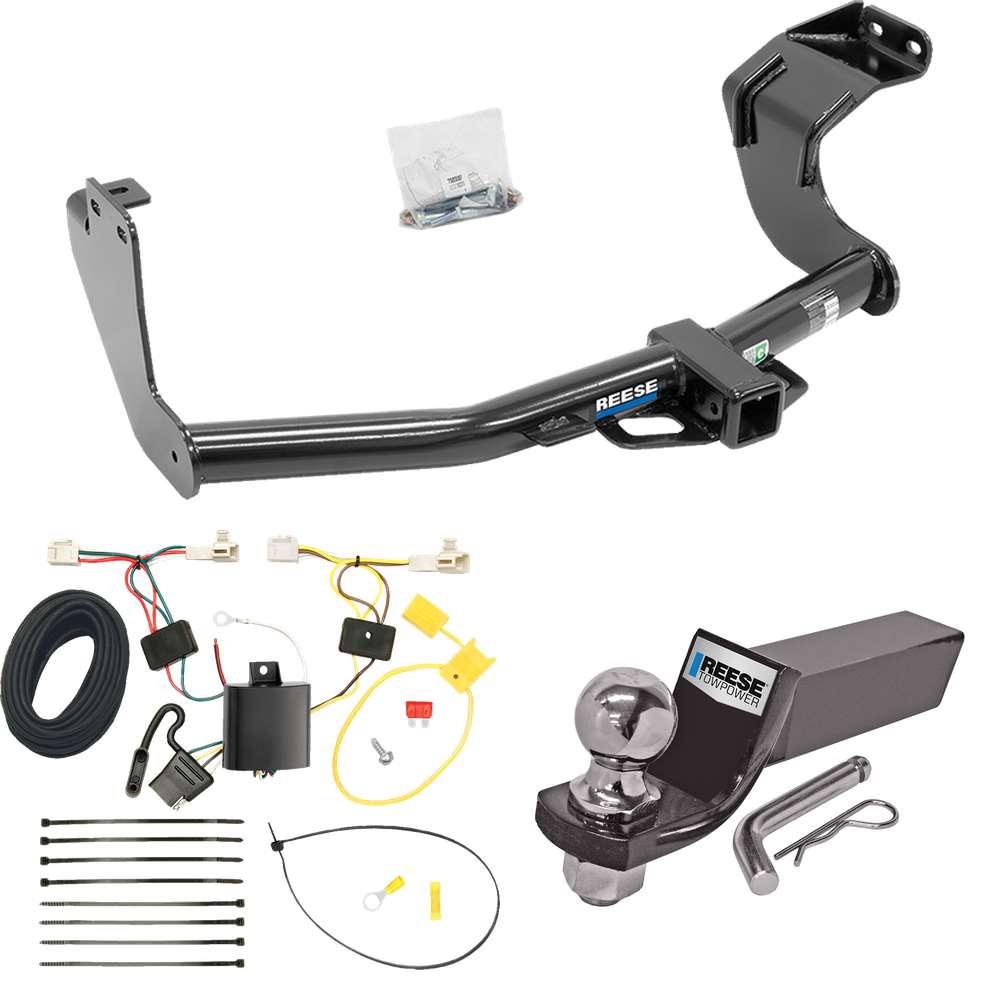 Fits 2014-2015 Mitsubishi Outlander Trailer Hitch Tow PKG w/ 4-Flat Wiring + Starter Kit Ball Mount w/ 2" Drop & 2" Ball (Excludes: Outlander Sport or PHEV Models) By Reese Towpower