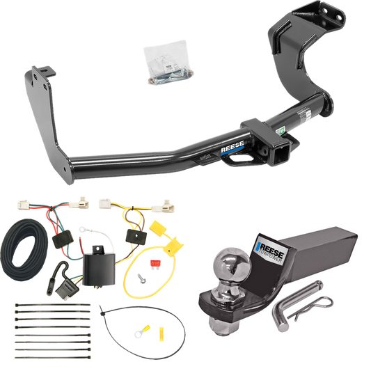 Fits 2014-2015 Mitsubishi Outlander Trailer Hitch Tow PKG w/ 4-Flat Wiring + Starter Kit Ball Mount w/ 2" Drop & 2" Ball (Excludes: Outlander Sport or PHEV Models) By Reese Towpower