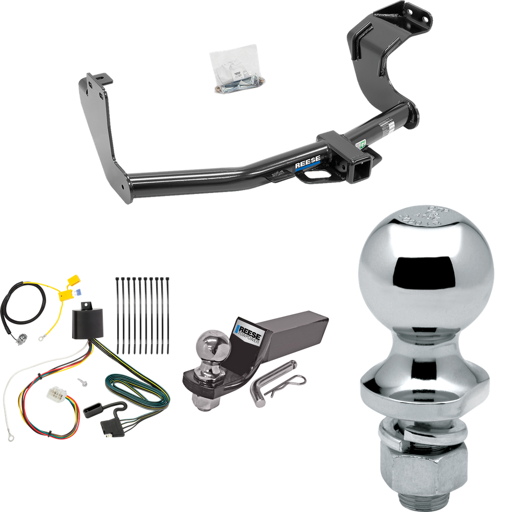 Fits 2016-2021 Mitsubishi Outlander Trailer Hitch Tow PKG w/ 4-Flat Wiring + Starter Kit Ball Mount w/ 2" Drop & 2" Ball + 1-7/8" Ball (Excludes: Outlander Sport or PHEV Models) By Reese Towpower