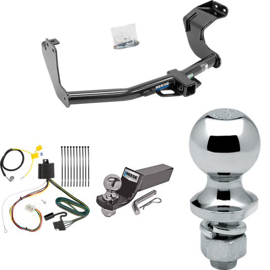 Fits 2016-2021 Mitsubishi Outlander Trailer Hitch Tow PKG w/ 4-Flat Wiring + Starter Kit Ball Mount w/ 2" Drop & 2" Ball + 1-7/8" Ball (Excludes: Outlander Sport or PHEV Models) By Reese Towpower