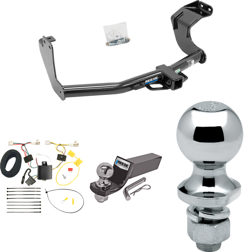 Fits 2014-2015 Mitsubishi Outlander Trailer Hitch Tow PKG w/ 4-Flat Wiring + Starter Kit Ball Mount w/ 2" Drop & 2" Ball + 1-7/8" Ball (Excludes: Outlander Sport or PHEV Models) By Reese Towpower