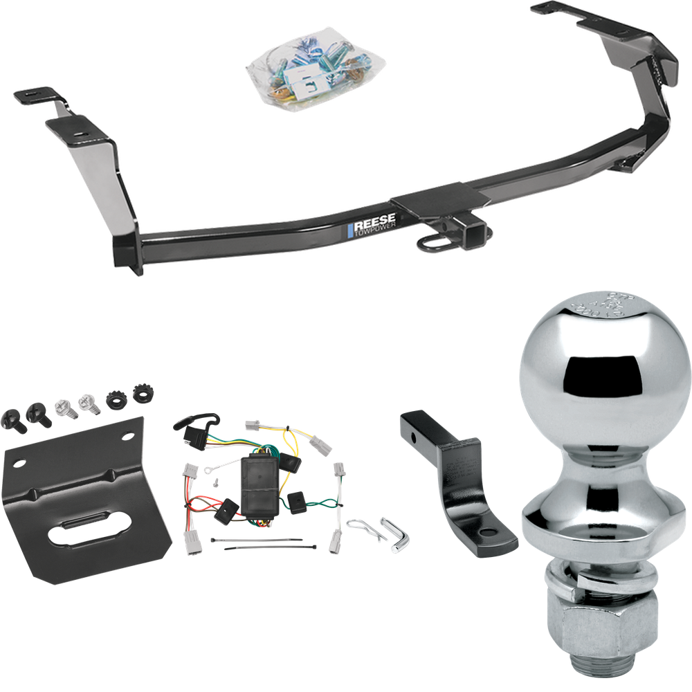 Se adapta al paquete de remolque Honda Fit 2009-2013 con arnés de cableado de 4 planos + barra de tracción + bola de 1-7/8" + soporte de cableado de Reese Towpower