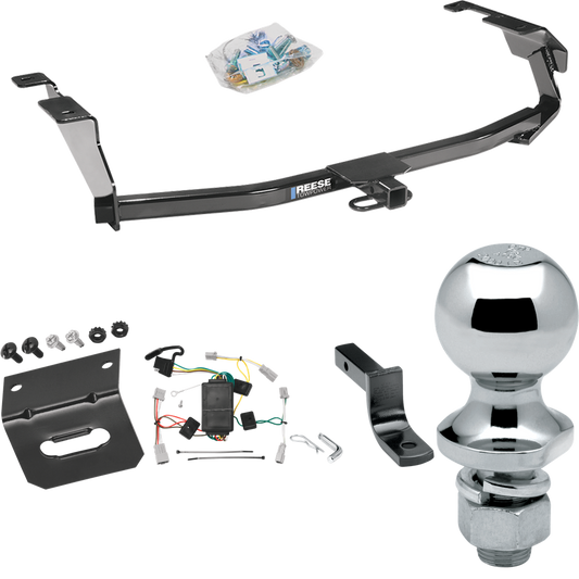 Se adapta al paquete de remolque Honda Fit 2009-2013 con arnés de cableado de 4 planos + barra de tracción + bola de 1-7/8" + soporte de cableado de Reese Towpower