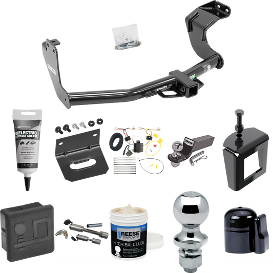 Fits 2014-2015 Mitsubishi Outlander Trailer Hitch Tow PKG w/ 4-Flat Wiring + Starter Kit Ball Mount w/ 2" Drop & 2" Ball + 1-7/8" Ball + Wiring Bracket + Dual Hitch & Coupler Locks + Hitch Cover + Wiring Tester + Ball Lube +Electric Grease + Ball Wre