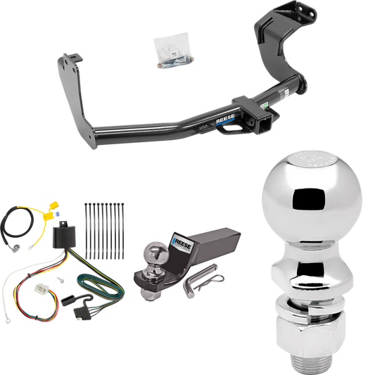 Fits 2016-2021 Mitsubishi Outlander Trailer Hitch Tow PKG w/ 4-Flat Wiring + Starter Kit Ball Mount w/ 2" Drop & 2" Ball + 2-5/16" Ball (Excludes: Outlander Sport or PHEV Models) By Reese Towpower