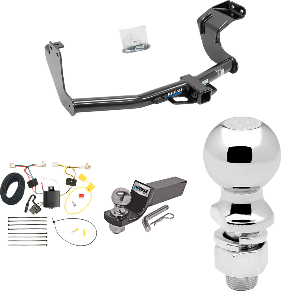 Fits 2014-2015 Mitsubishi Outlander Trailer Hitch Tow PKG w/ 4-Flat Wiring + Starter Kit Ball Mount w/ 2" Drop & 2" Ball + 2-5/16" Ball (Excludes: Outlander Sport or PHEV Models) By Reese Towpower