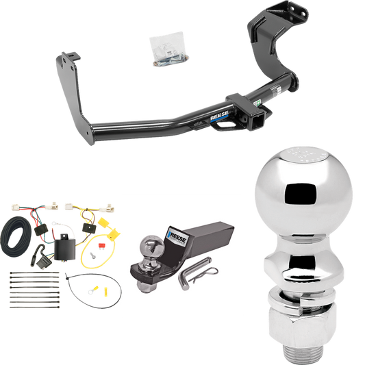 Fits 2014-2015 Mitsubishi Outlander Trailer Hitch Tow PKG w/ 4-Flat Wiring + Starter Kit Ball Mount w/ 2" Drop & 2" Ball + 2-5/16" Ball (Excludes: Outlander Sport or PHEV Models) By Reese Towpower