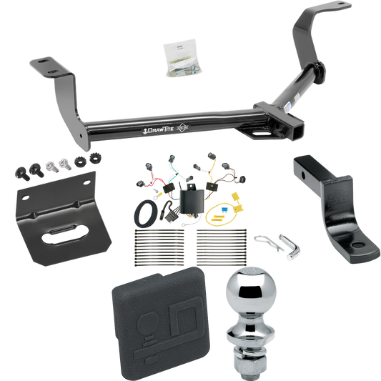 Se adapta al paquete de enganche de remolque Honda Fit 2015-2020 con arnés de cableado de 4 planos + barra de tracción + bola de 1-7/8" + soporte de cableado + cubierta de enganche de Draw-Tite