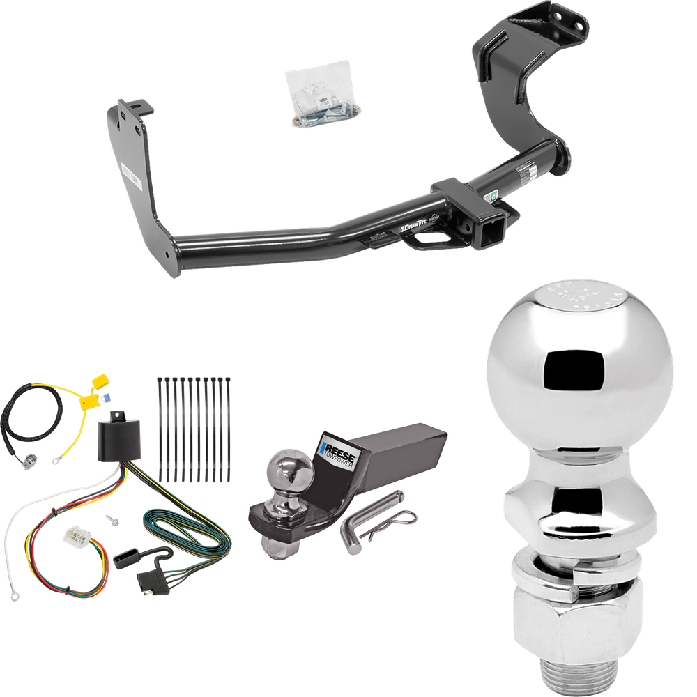 Fits 2016-2021 Mitsubishi Outlander Trailer Hitch Tow PKG w/ 4-Flat Wiring + Starter Kit Ball Mount w/ 2" Drop & 2" Ball + 2-5/16" Ball (Excludes: Outlander Sport or PHEV Models) By Draw-Tite