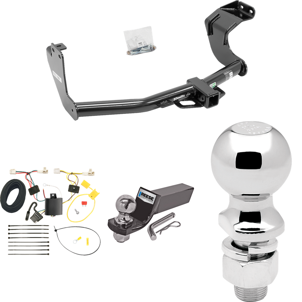 Fits 2014-2015 Mitsubishi Outlander Trailer Hitch Tow PKG w/ 4-Flat Wiring + Starter Kit Ball Mount w/ 2" Drop & 2" Ball + 2-5/16" Ball (Excludes: Outlander Sport or PHEV Models) By Draw-Tite