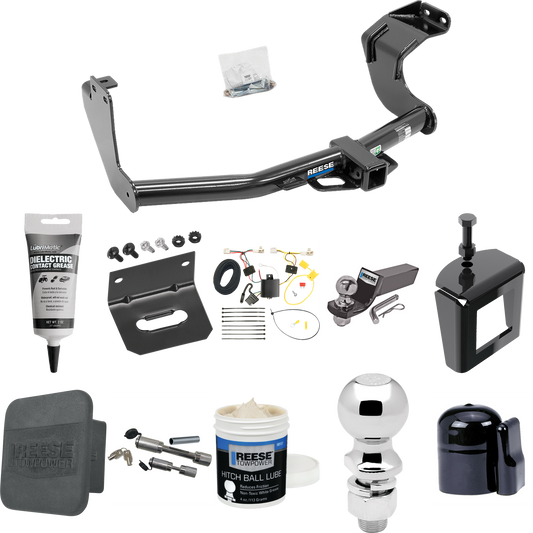 Fits 2014-2015 Mitsubishi Outlander Trailer Hitch Tow PKG w/ 4-Flat Wiring + Starter Kit Ball Mount w/ 2" Drop & 2" Ball + 2-5/16" Ball + Wiring Bracket + Dual Hitch & Coupler Locks + Hitch Cover + Wiring Tester + Ball Lube +Electric Grease + Ball Wr