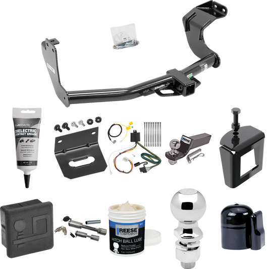 Fits 2016-2021 Mitsubishi Outlander Trailer Hitch Tow PKG w/ 4-Flat Wiring + Starter Kit Ball Mount w/ 2" Drop & 2" Ball + 2-5/16" Ball + Wiring Bracket + Dual Hitch & Coupler Locks + Hitch Cover + Wiring Tester + Ball Lube +Electric Grease + Ball Wr