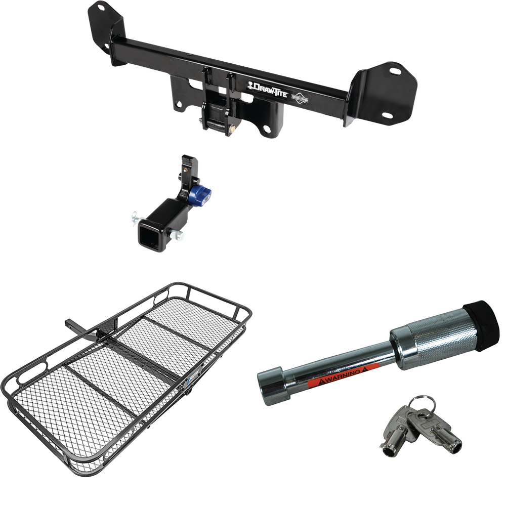 Fits 2019-2023 BMW X4 Trailer Hitch Tow PKG w/ 60" x 24" Cargo Carrier + Hitch Lock By Draw-Tite