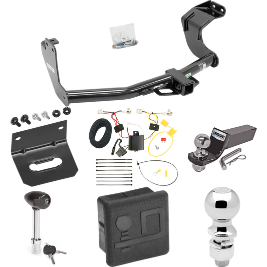 Fits 2014-2015 Mitsubishi Outlander Trailer Hitch Tow PKG w/ 4-Flat Wiring + Starter Kit Ball Mount w/ 2" Drop & 2" Ball + 2-5/16" Ball + Wiring Bracket + Hitch Lock + Hitch Cover (Excludes: Outlander Sport or PHEV Models) By Draw-Tite